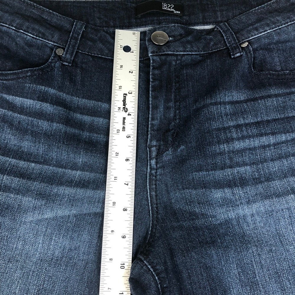 1822 Denim Flare Jeans Dark Wash Whiskered Wide Leg Womens Size 12/31 32x32 - Picture 5 of 13